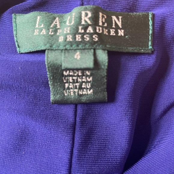 Ralph Lauren Blue Purple Twist Front Cap Sleeve Knee Length Dress - Picture 5 of 11